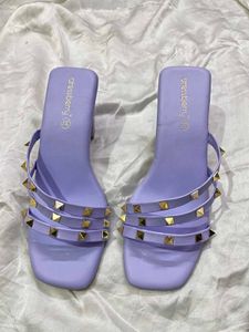 Purple Studded Slide Sandals