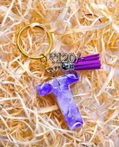 Purple 'T' Initial Keychain