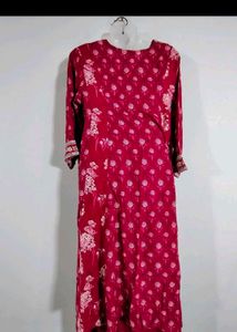 BIBA Red Floral Kurta Set