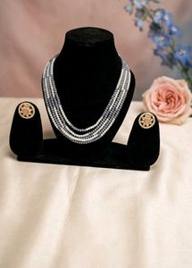 Elegant Layered Beaded Necklace &amp; Earrings Set