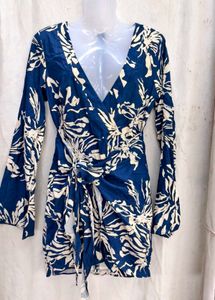 368. Blue Floral Wrap Dress