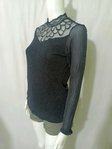 Sparkly Black Mock Neck Top Fixed Price