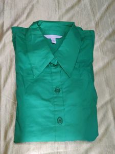 Green Button-Up Peplum Top