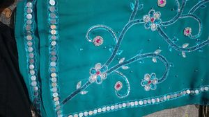 Teal Embellished Dress Material