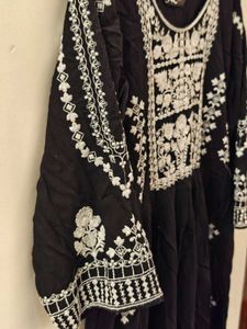Elegant Black Embroidered Kurta Set