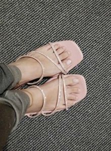 Sparkly Strappy Flat Sandals