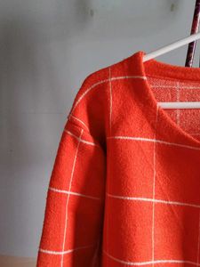 Chic Orange Plaid Cardigan