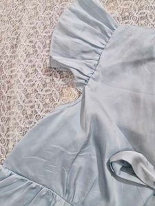 Light Blue Peplum Top with Tie