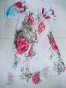 Floral Print Sheer Gown