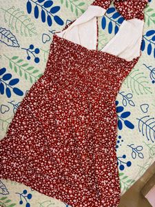 Chic Red Floral Mini Dress❤️‍🔥