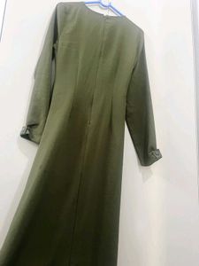 Zara Elegant Ruched Olive Green Dress