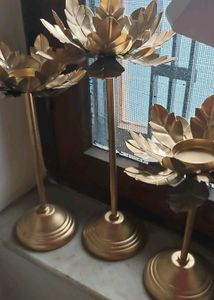 Golden Lotus Candle Holders (Set of 3)