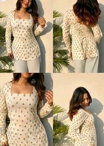 Stylish Printed Kurta with Square Neck