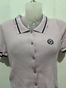 Cute Pastel Pink Polo Top
