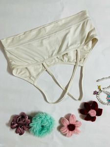 Cream Sports Bra with Cute Accessories