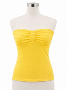 Yellow Strapless Button-Up Top