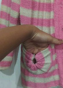 Pink Plaid Wool Cardigan