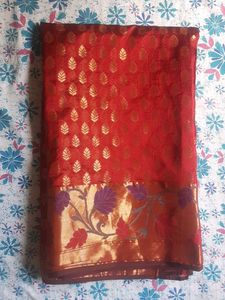 Red Saree with Blouse Piece