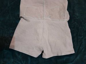 Tan Denim Mini Skirt with Slits