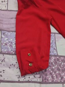 Chic Red Button-Up Shirt