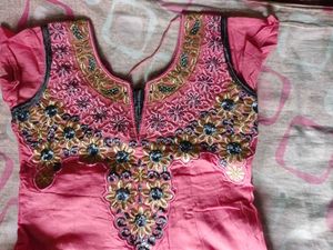 Heavy Work Pink Anarkali L size