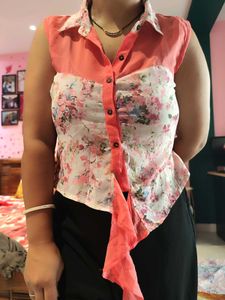 Beautiful Floral Sleeveless crop shirt