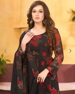 Floral Print Anarkali Suit Set