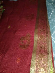 Maroon Silk Blend Saree