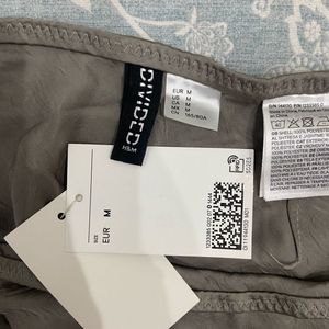 H&amp;M Grey Satin Midi Skirt