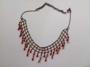 Elegant Red Beaded Choker Necklace