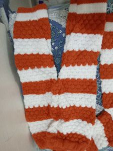 Orange &amp; White Striped Knit Sweater