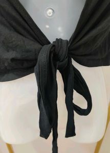 Black Tie-Front Crop Top