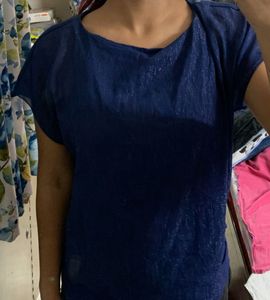 Blue Tshirt With Inbuilt Tank Top