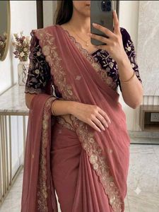 FESTIVAL 🧧SELL LAVENDER Embroidered Saree