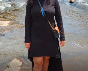 Black Asymmetrical Midi Dress