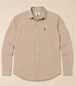 Men's Casual Khaki Button-Up Shirt