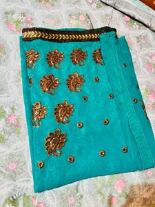 Stunning Emerald Green Saree  Embellishme