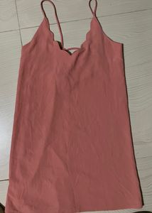 MANGO Cute Pink Scallop Trim Dress
