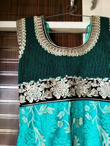 Beautiful Teal Embroidered Dress and Choli