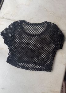 Shein Sheer Fishnet Cropped Top
