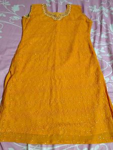 Orange Embroidered Kurta Set