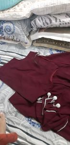 Wine color lehenga wid daughter combo too