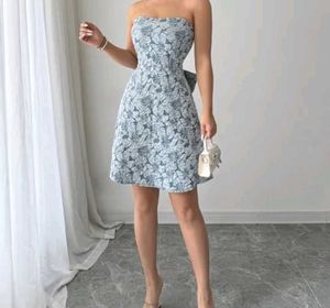 Strapless Floral Print Mini Dress