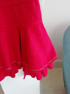 Cute Red Frock with Floral Design