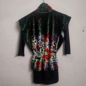 Designer Velvet Dress Cum Top For Kids