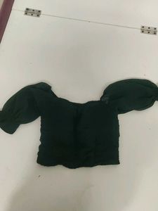 Chic Dark Green Puff Sleeve Top