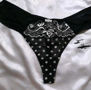 Black Polka Dot Thong panty