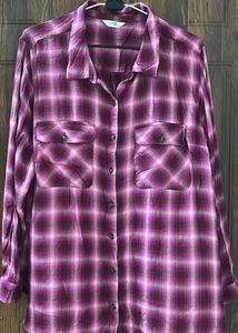 Purple Plaid Button-Up Shirt