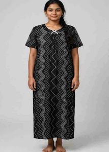 Comfortable Black Printed Nightgown