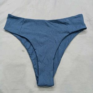 ❤️‍🔥 Blue Ribbed High-Waisted Bikini Bottom